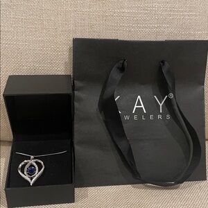 Unstoppable Love Blue & White Lab-Created Sapphire Heart Loop Necklace Sterling